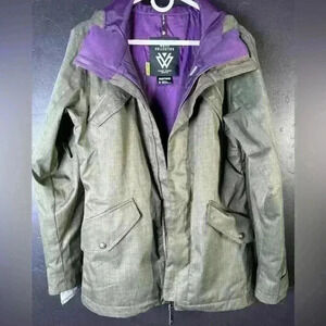Burton White Collection Hunter Green Ski Jacket Purple Lining Medium DryRide